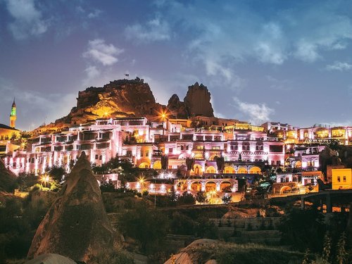 Cave Hotel Night Outside
