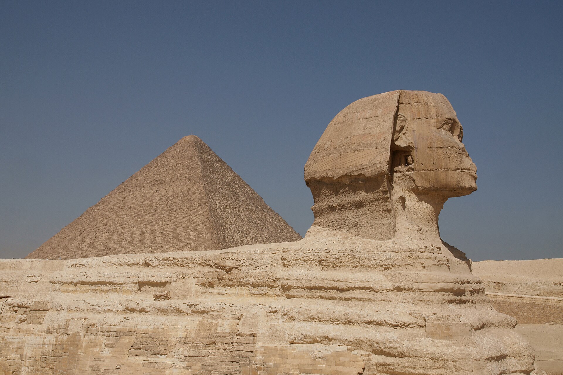 The Great Sphinx and the Pyramid of Khufu, Giza