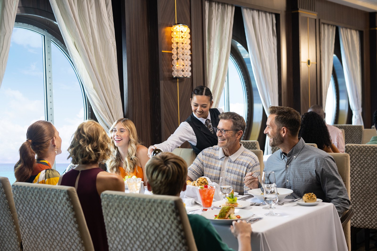 Dining together in the main dining room